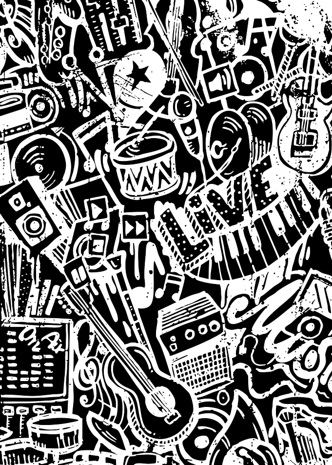 Black and White Music Collage