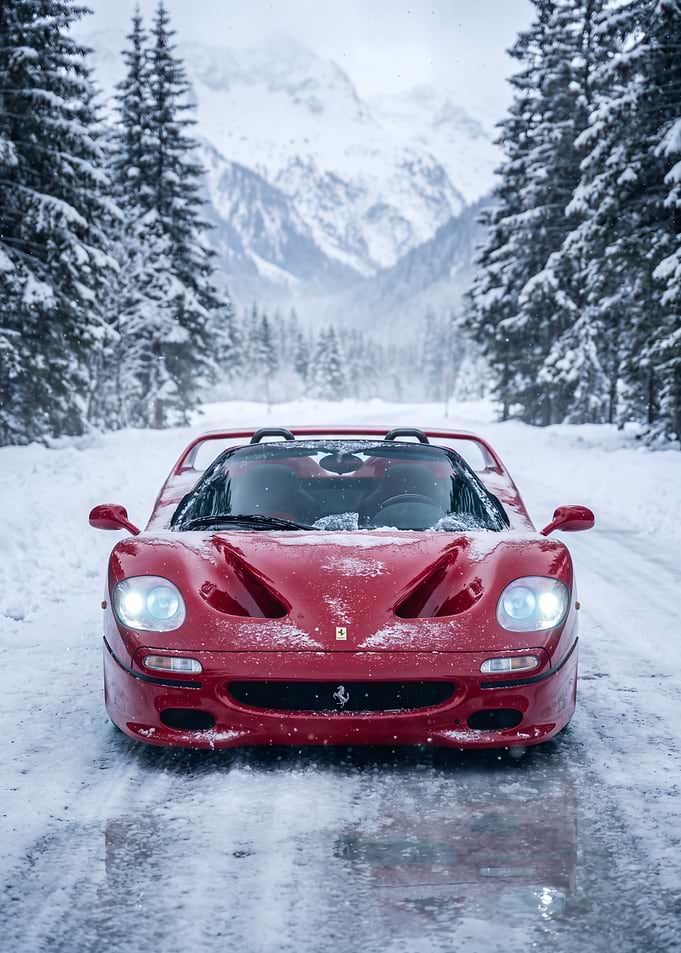 Ferrari F50 in Snowy Mountains