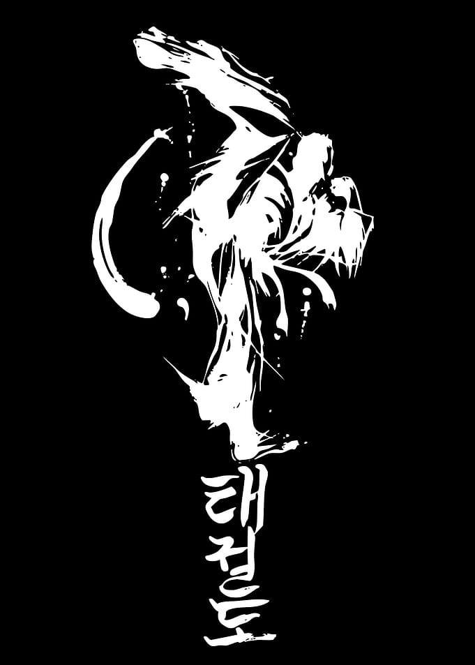 White Ink Brush Strokes with Korean Text