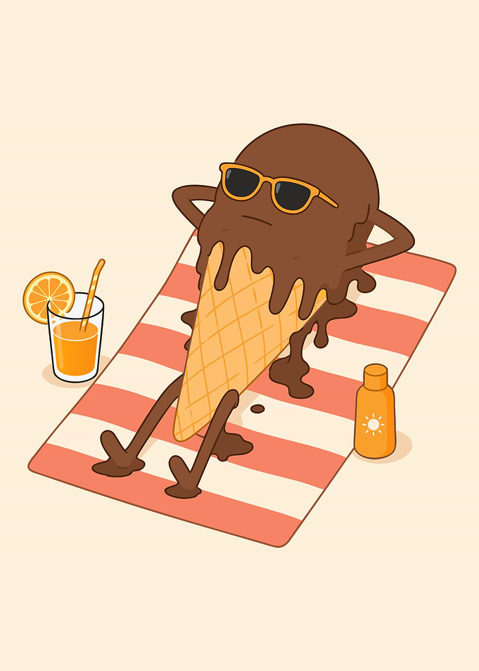 Melting Ice Cream Cone Summer