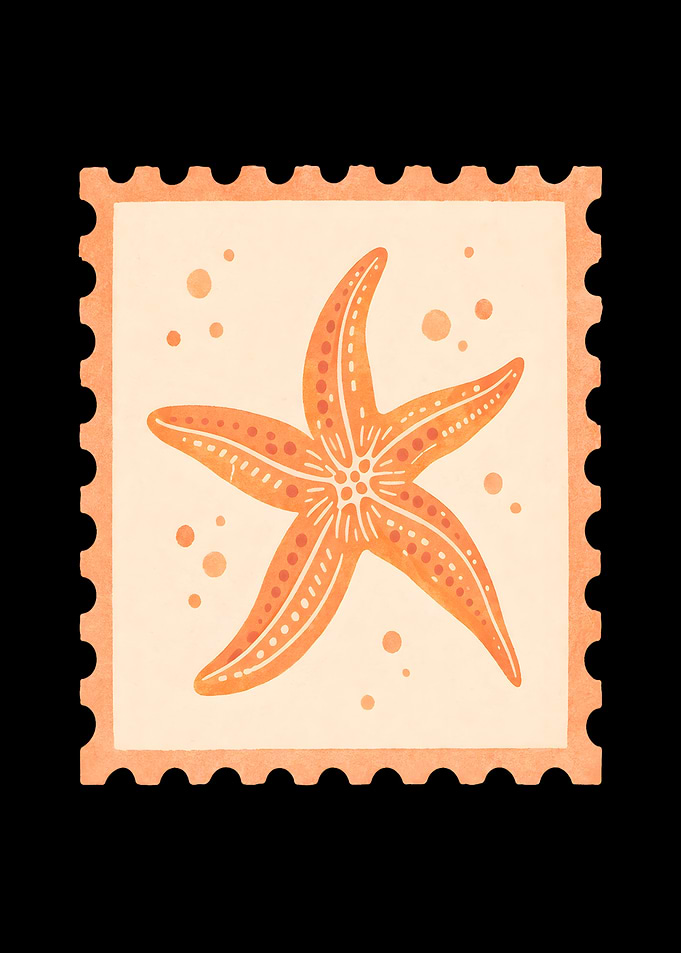 Orange Starfish Stamp