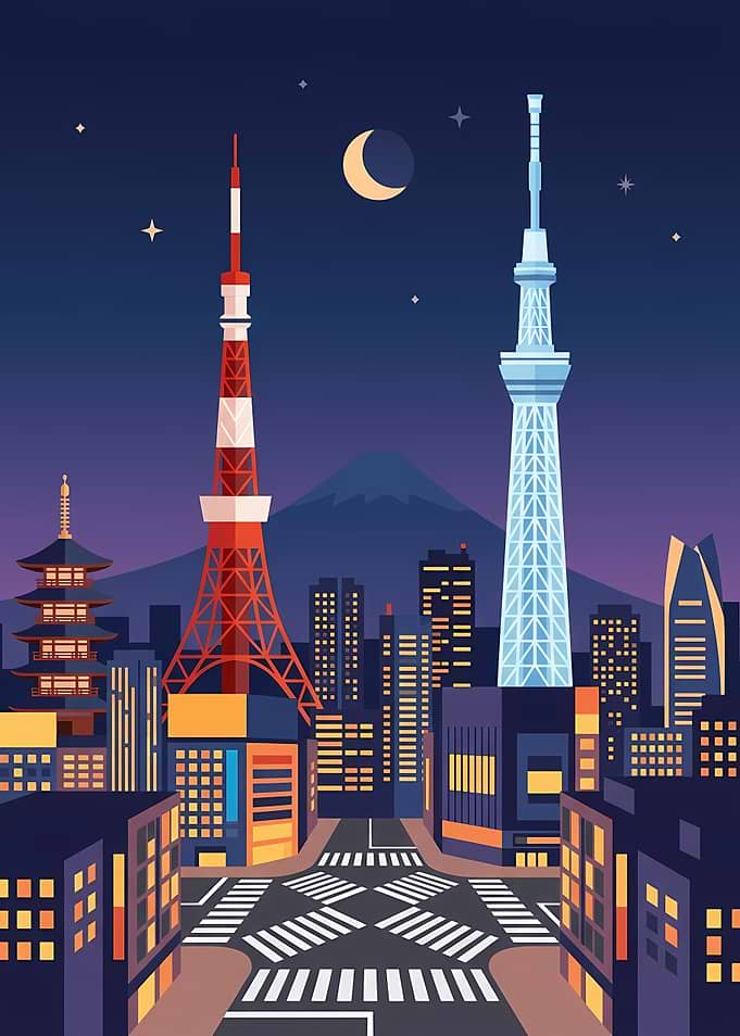 Tokyo Skyline at Night