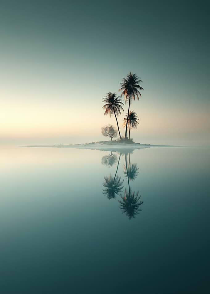 Tropical Island Reflection at Sunset