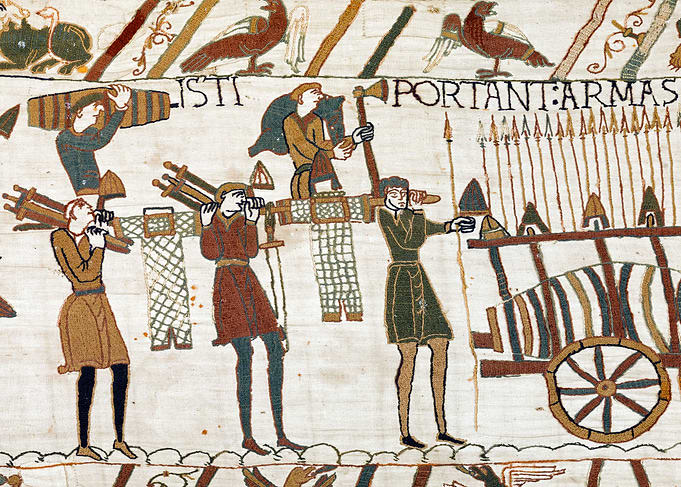Weaponry is Carried to the Ships Bayeux Tapestry Scene 37