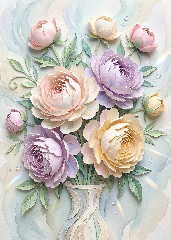 Paper Peony Bouquet in a Vase