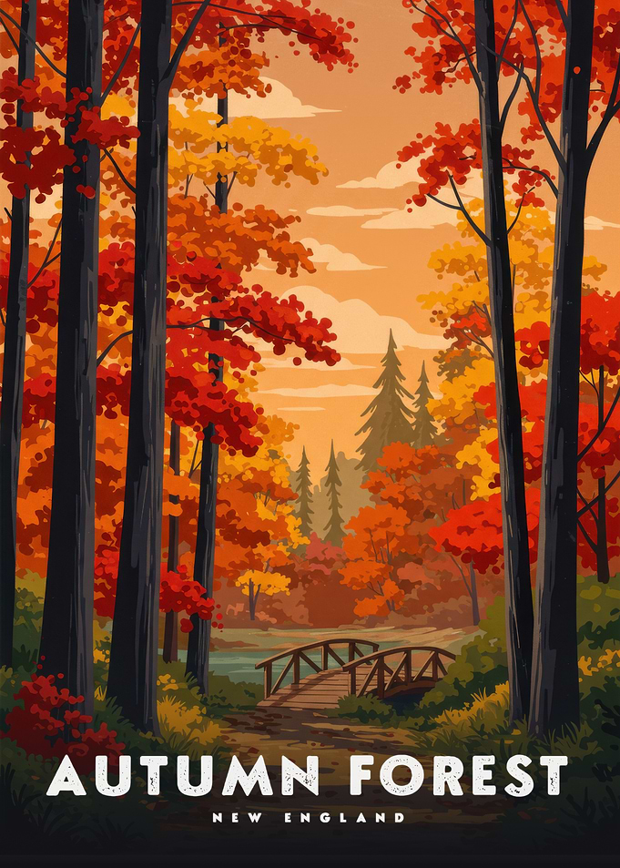 Autumn Forest New England Poster