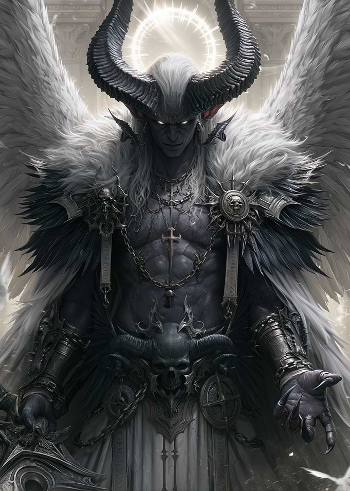 Demonic Angel with Horns and Wings