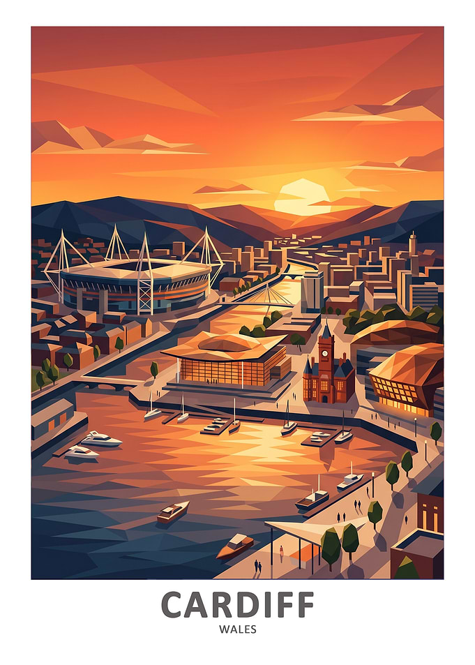 Cardiff Cityscape at Sunset