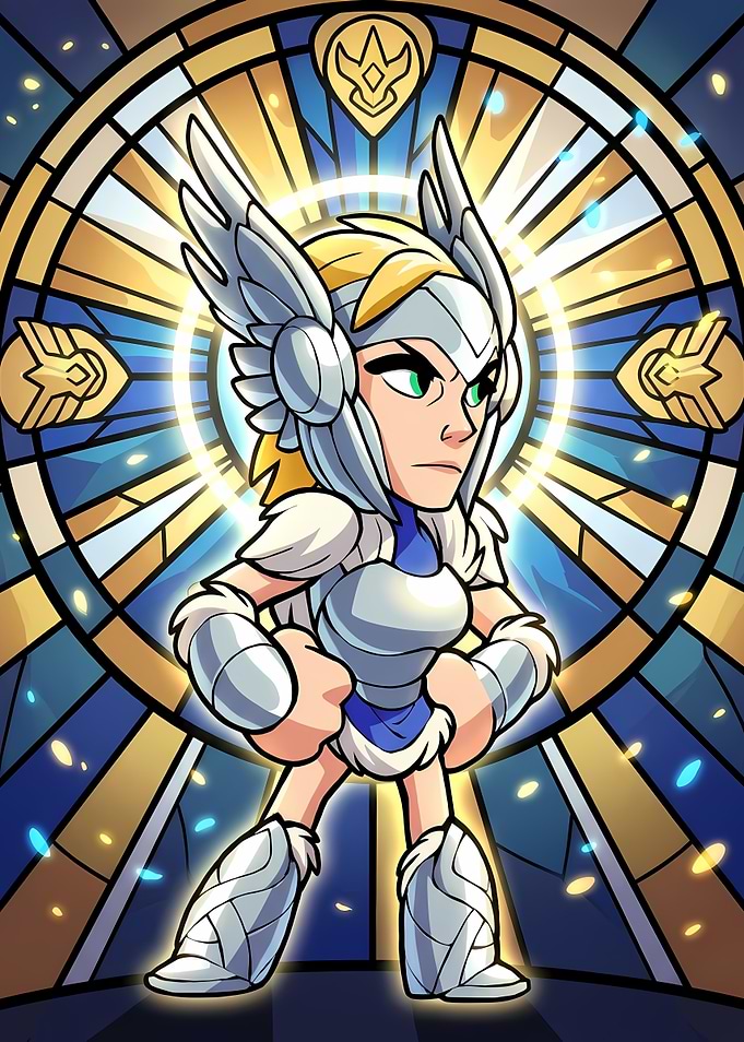 Brynn Brawlhalla Stained Glass Hero - Vibrant Comic Art