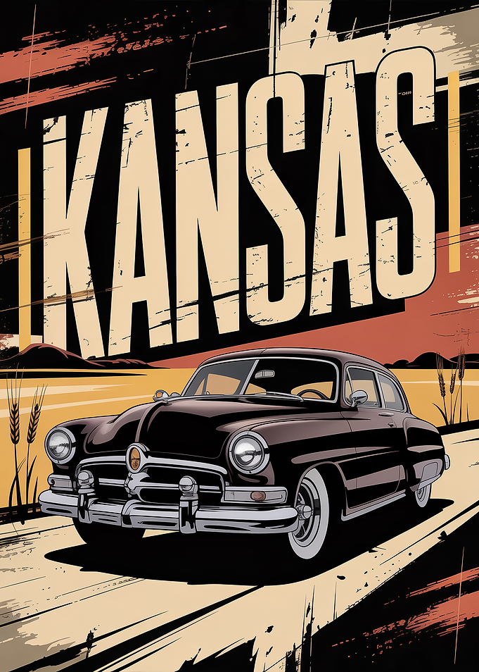 Vintage Kansas Car Poster
