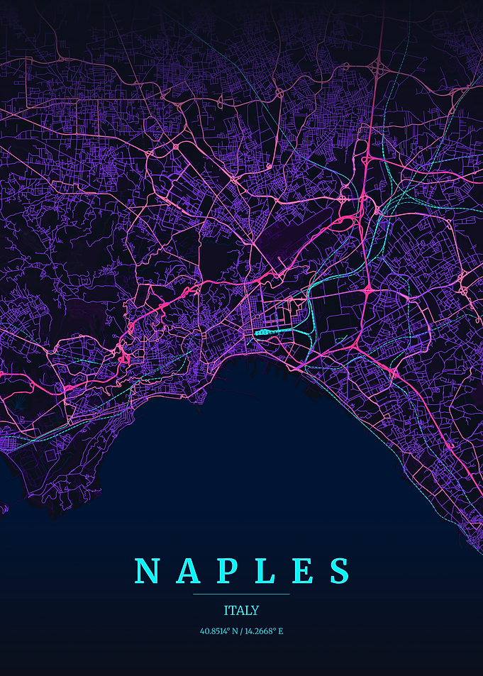 Naples Italy Map Art