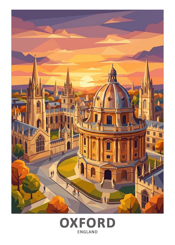 Oxford England Cityscape at Sunset