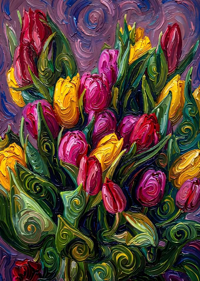 Impressionistic Tulip Bouquet Painting