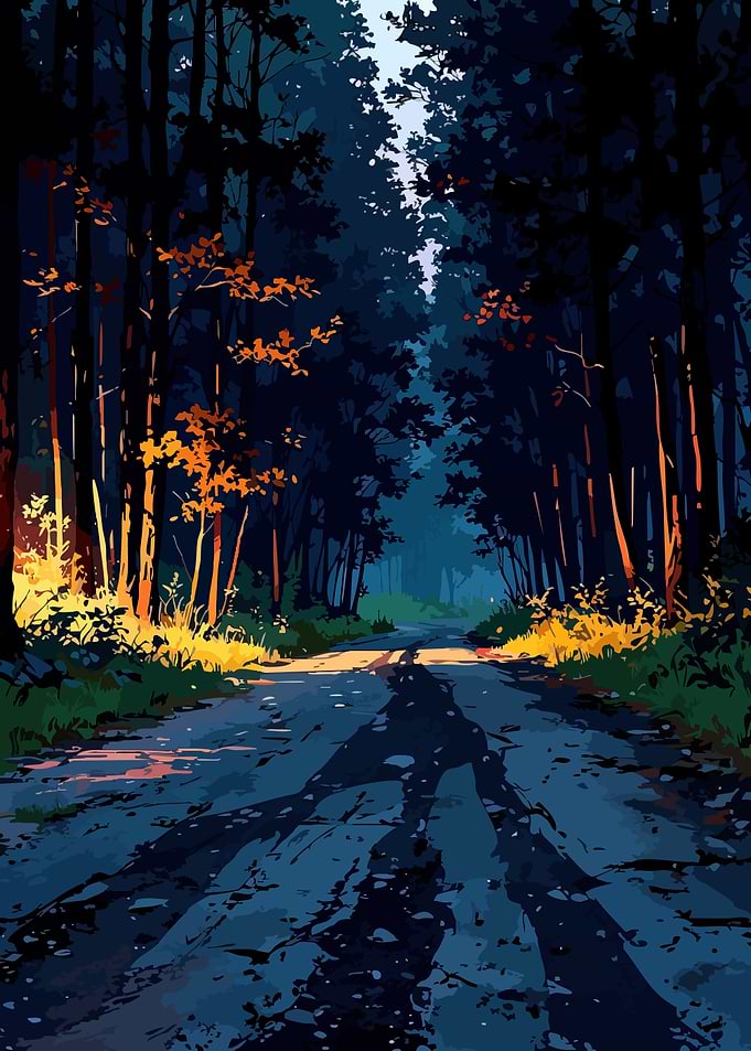 Enchanted Forest Road at Dusk