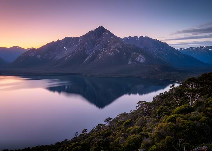 Serene Mountain Lake at Sunrise