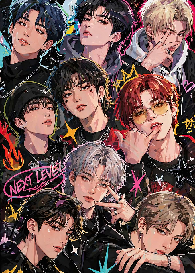 K-Pop Group Anime Art