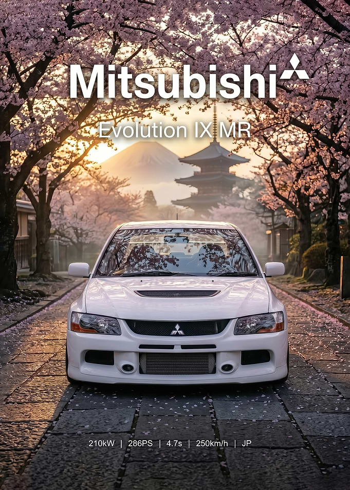 white Mitsubishi Evolution IX MR in japan