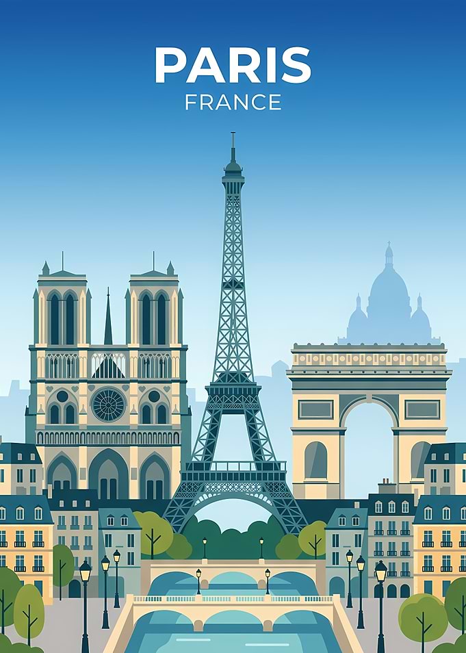 Paris Cityscape with Landmarks