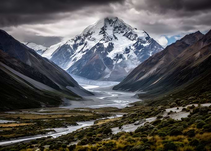Majestic Mountain Valley with River