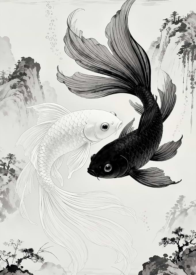 Yin Yang Koi Fish Painting