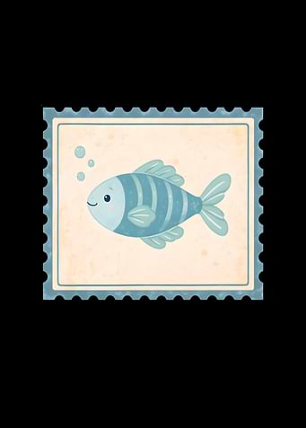 Cute Blue Fish Stamp