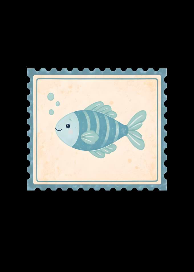 Cute Blue Fish Stamp