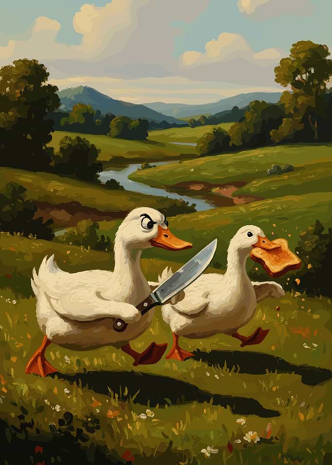 Ducks with Knife and Toast