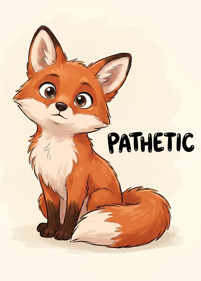 Cute Fox with 'Pathetic' Text