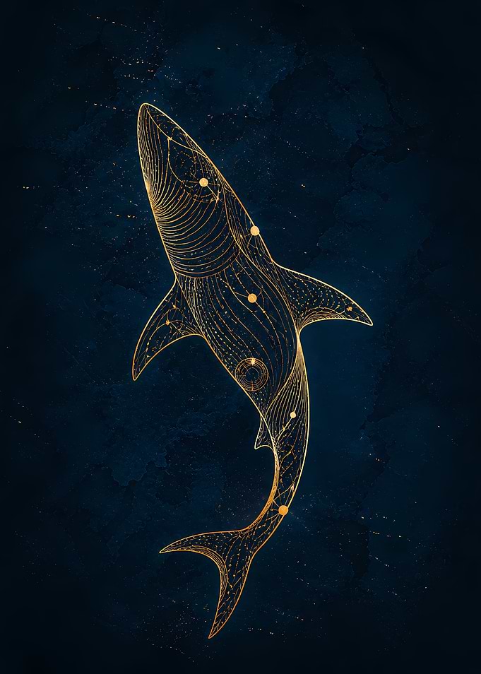 Golden Shark Constellation Art