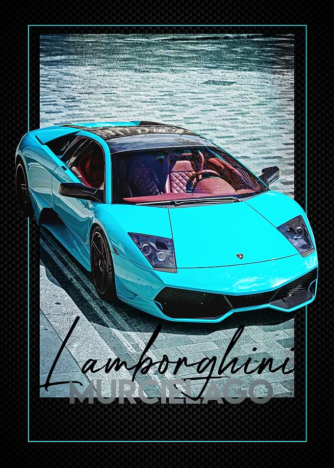 Cyan Lamborghini Murcielago Carbon Poster