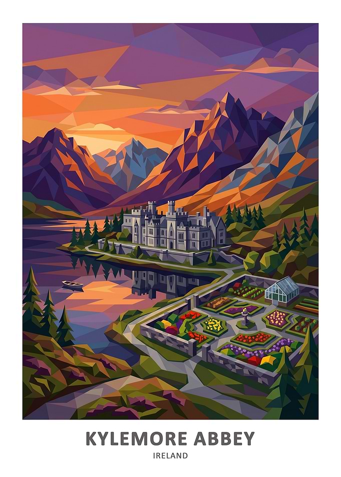 Kylemore Abbey Ireland Geometric Art
