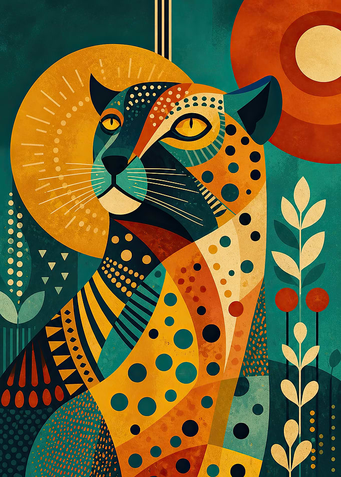 Abstract Geometric Leopard Portrait