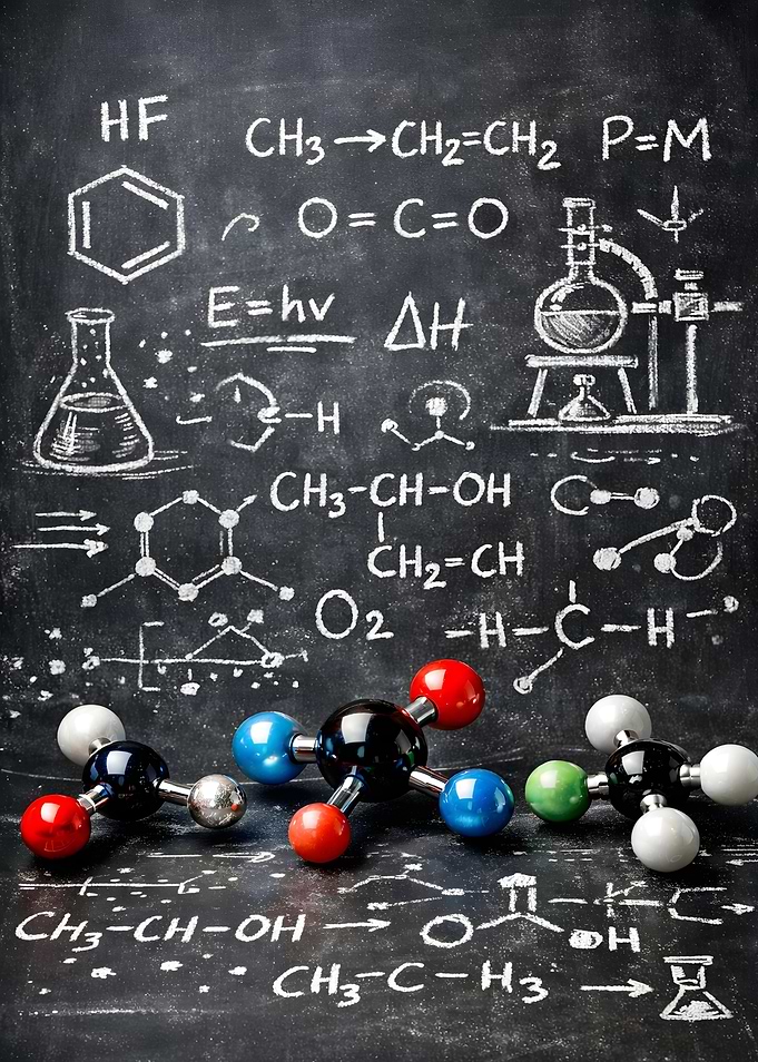 Chemistry Chalkboard and Models