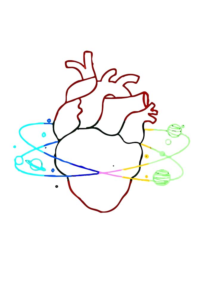 Cosmic Heart with Planets