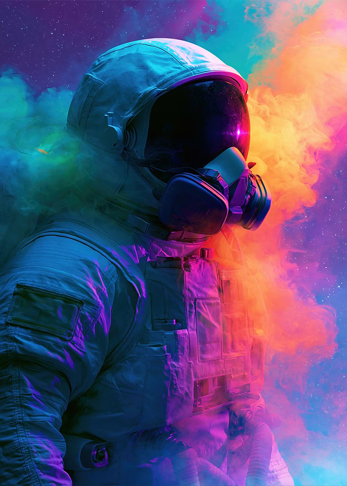 Astronaut in Colorful Nebula