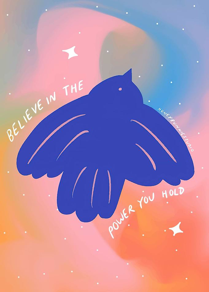 Blue bird with inspirational text