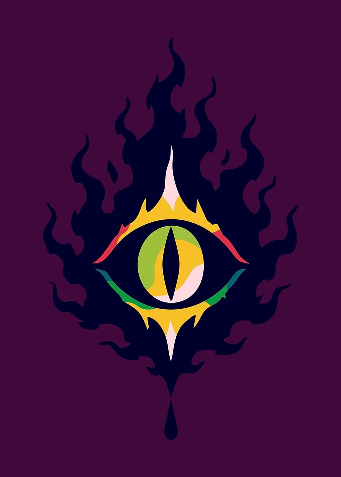 Mystical Dragon Eye with Flames