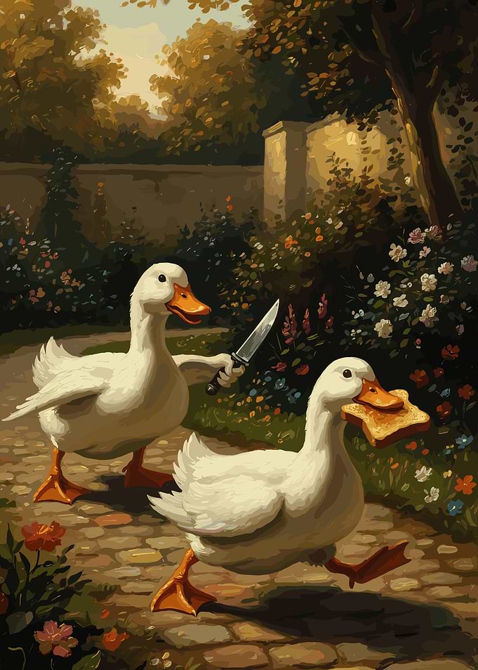Ducks with Knife and Toast