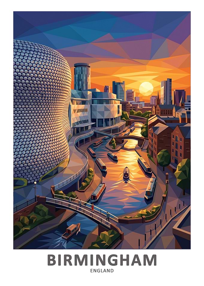 Birmingham Cityscape at Sunset