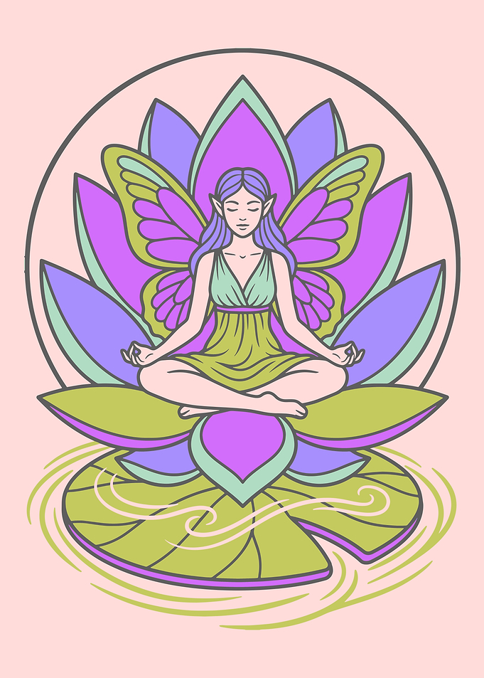 Fairy Meditating on Lotus Flower