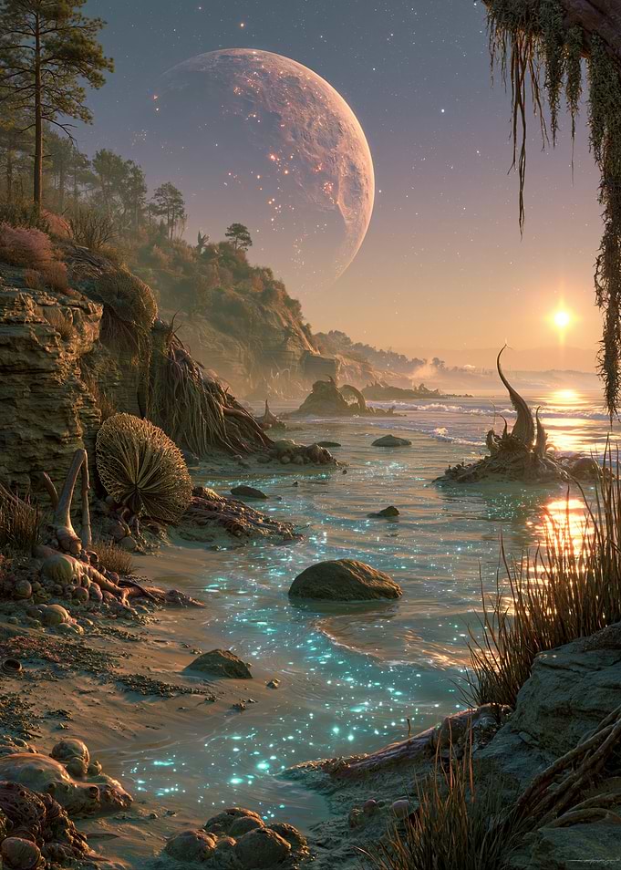 Alien Planet Beach at Sunset