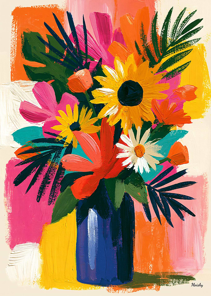 Vivid Fauvist Bouquet Expressive Floral Wall Art