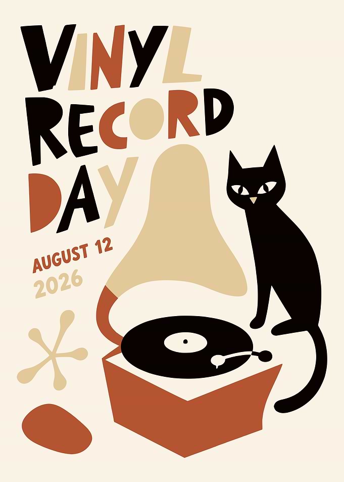 Vinyl Record Day Poster with Cat