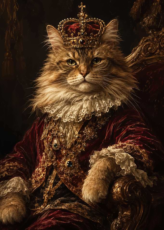 Regal Cat King in Royal Attire