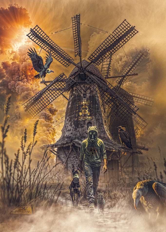 Post-apocalyptic survival scene