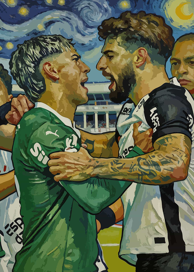 Football players in Van Gogh style