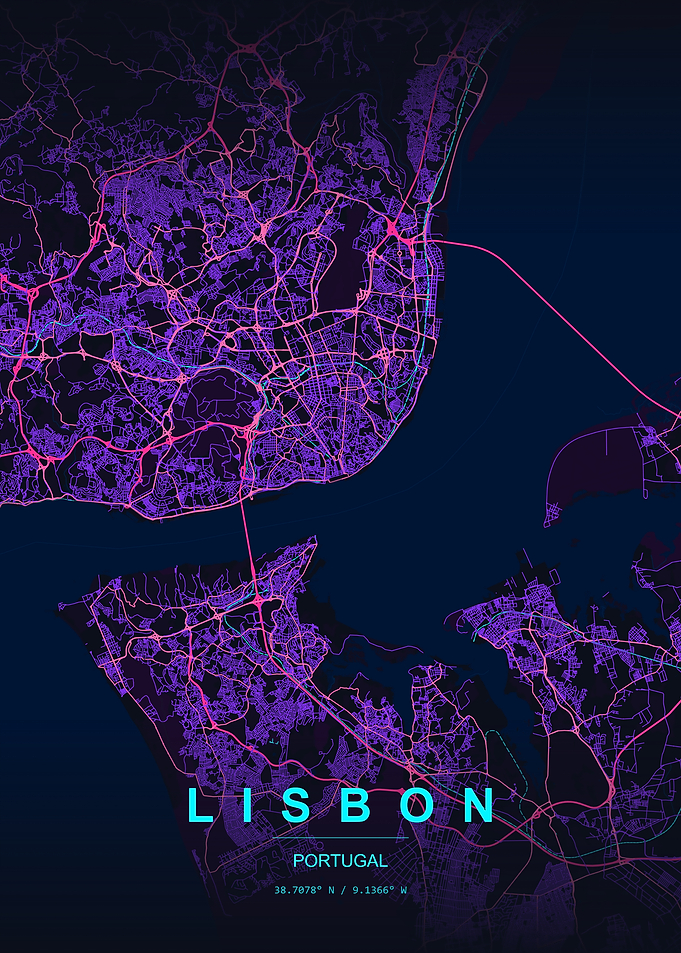 Lisbon Portugal Map Art
