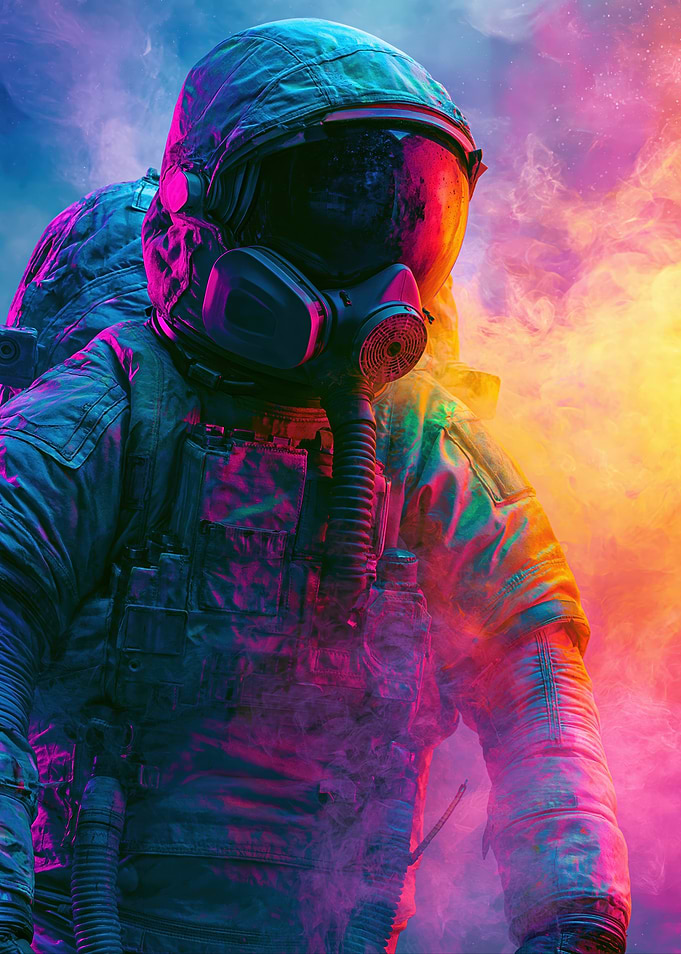 Astronaut in Neon Smoke
