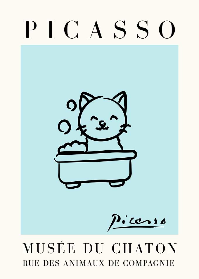 Picasso Cat Bath Poster