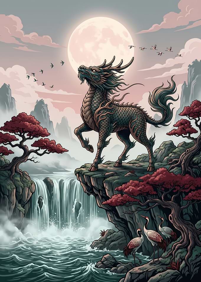 Mythical Creature by Waterfall
